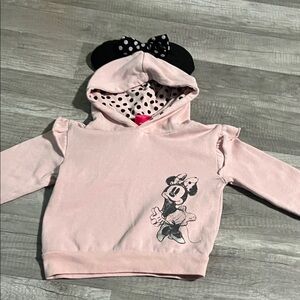 Disney Minnie Mouse Light Pink Hoodie with Polka Dot Bow